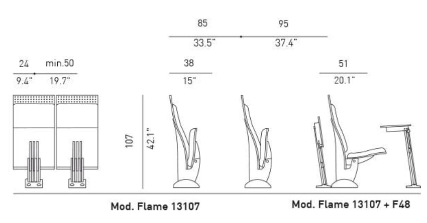 Bản vẽ kích thước của ghế Flame 13107