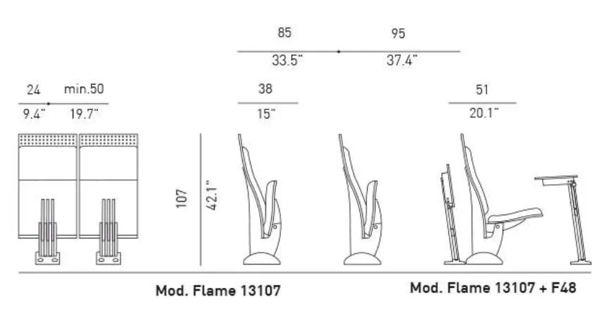 Bản vẽ kích thước của ghế Flame 13107