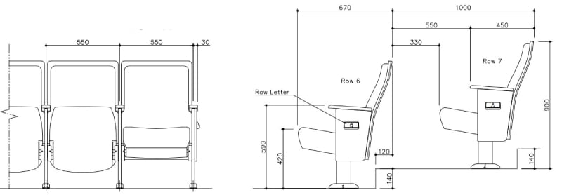 Kích thước ghế hội trường cỡ lớn